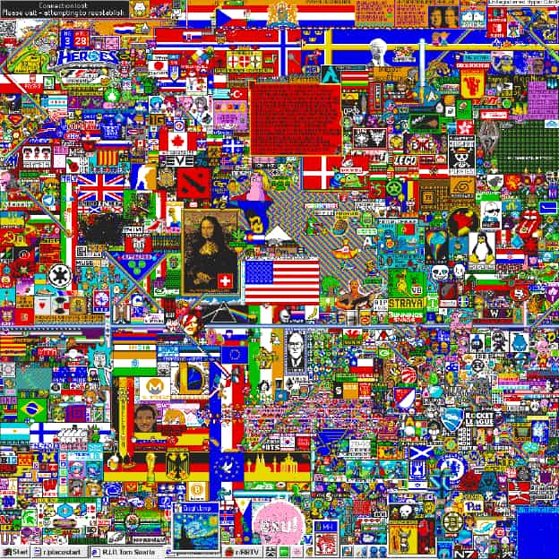 A Collaborative canvas where people can place a single pixel at a time